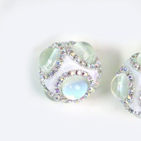 Wholesale of Six Sided Cat's Eye Stone Acrylic Inlaid Diamond Beads